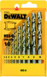 DEWALT DT5921 Sada vrtáků na kov 1-10mm - 10-ti dílná sada vrtáků do kovu HSS-G DIN 338 
